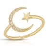 Crescent Moon with Star Open Ring 108