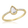 Pear Rose Cut Diamond Ring with Side Diamonds R84